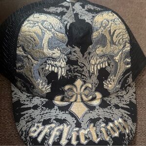 Affliction Black and Silver Skull Cap